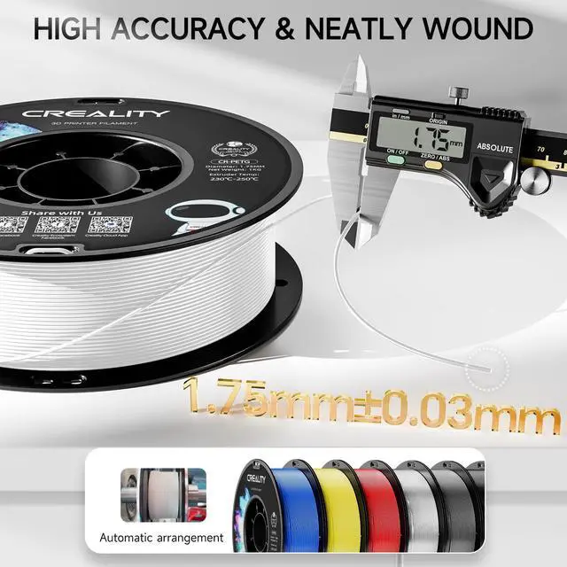 Alt view image 2 of 6 - Official Creality PETG 3D Printer Filament 1.75mm 2KG (4.4lbs), High Precision, Strong Toughness, Odorless, Better Flow, Moistureproof 3D Printing CR PETG Filament, Black+White