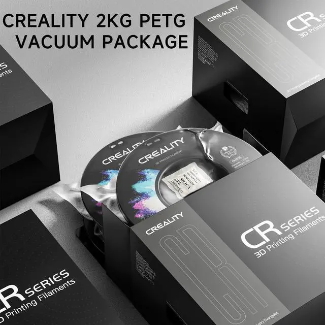 Alt view image 5 of 6 - Official Creality PETG 3D Printer Filament 1.75mm 2KG (4.4lbs), High Precision, Strong Toughness, Odorless, Better Flow, Moistureproof 3D Printing CR PETG Filament, Black+White