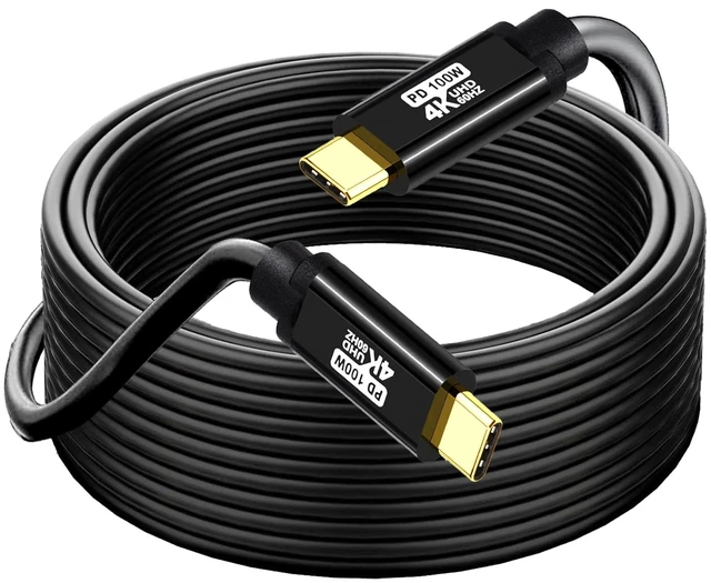 Main image of USB TYPE C to C Cable 30FT, 4K60HZ GEN2x2(Data usb2.0),TYPE C Video Output From USB3.2/ USB4.0 (NOT 100% Fast Charging) & Sync for Xreal MacBook Pro iPad Pro iPhone 15-16-17 Pro Portable Monitor