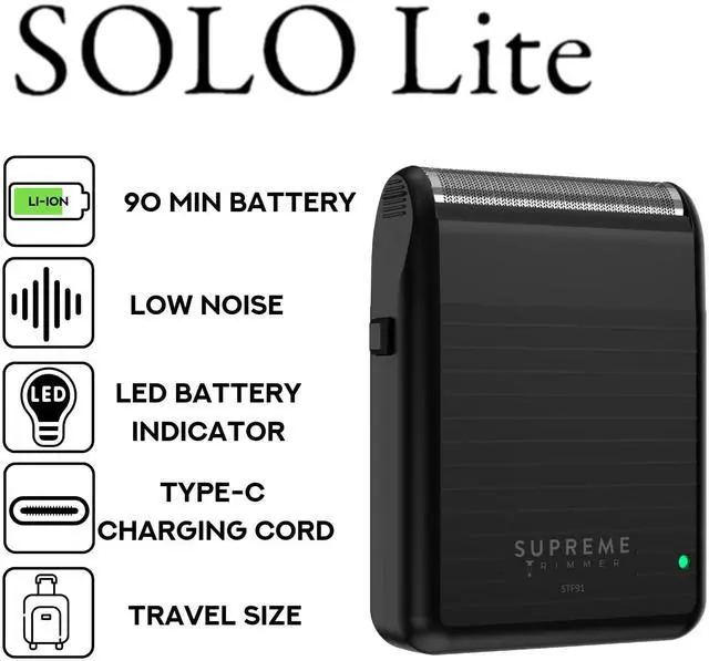 Alt view image 2 of 7 - Solo Lite Foil Shaver for Men | Rechargeable Electric Razor + 90 Min Runtime, Type-C USB Fast Charging | Lightweight Travel Shaver, Easy to Carry | STF91
