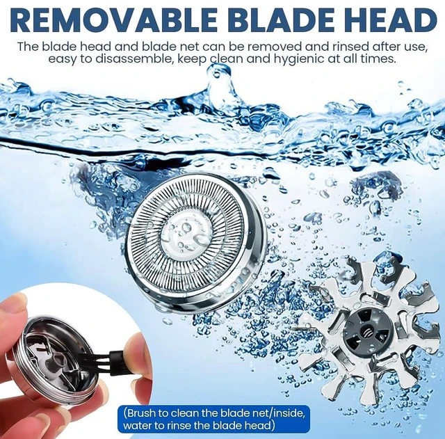 Alt view image 5 of 7 - Mini Travel Electric Shaver, Portable Pocket Size Rechargeable Shaving Razor Lightweight Razor with Battery Power Display Wet & Dry Rotary for Teen Office Business(Gradient Blue)