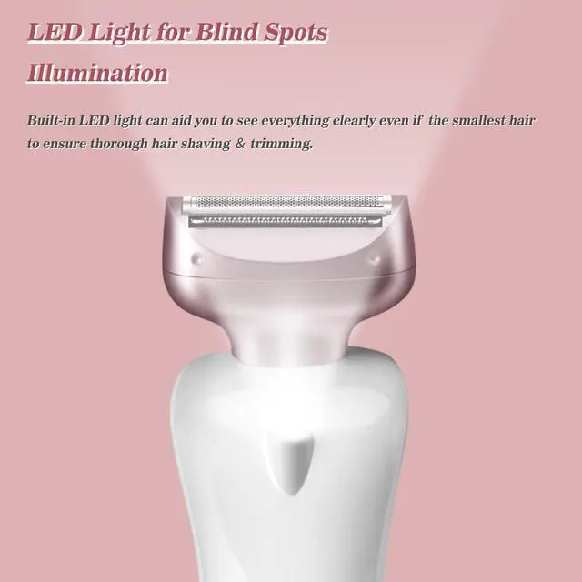 Alt view image 4 of 7 - Electric Shaver for Women for Legs Bikini Trimmer Electric Razors for Women Underarm Public Hairs Rechargeable Womens Shaver Wet Dry Use Painless Cordless with Detachable Head (Pink)
