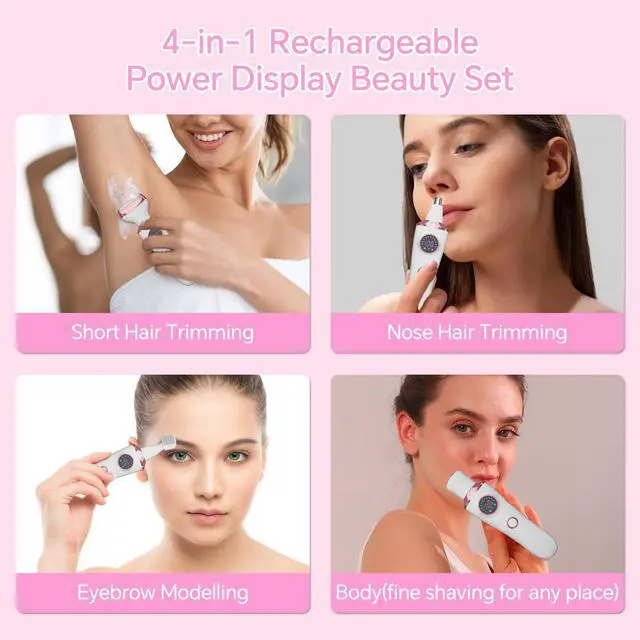 Alt view image 4 of 7 - Electric Razor for Women, 4-in-1 Bikini Trimmer & Body Shaver