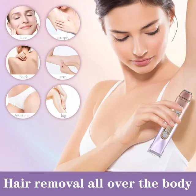 Alt view image 3 of 7 - 2 in 1 Women Electric Shaver - Dual Head Bikini Trimmer - IPX7 Waterproof - Wet & Dry Use - Body Hair Trimmer and Facial Hair Remover for Bikini, Underarm Leg, Private Area, Arm, Body, Face