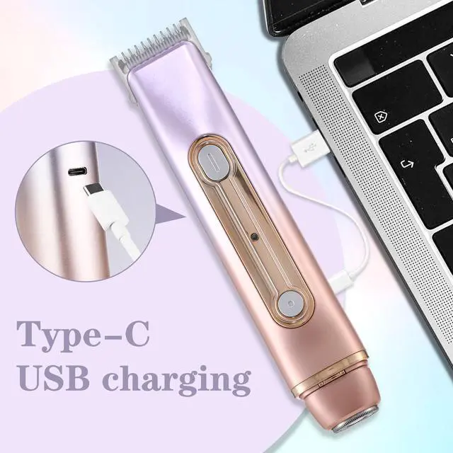 Alt view image 4 of 7 - 2 in 1 Women Electric Shaver - Dual Head Bikini Trimmer - IPX7 Waterproof - Wet & Dry Use - Body Hair Trimmer and Facial Hair Remover for Bikini, Underarm Leg, Private Area, Arm, Body, Face