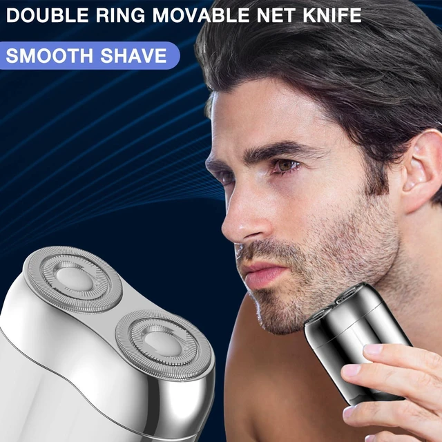 Alt view image 2 of 7 - 2026 New Model Mini Dual-Head Electric Shaver, Electric Mini Portable Razor, Pocket Size Washable Double Head Razor, Rechargeable Waterproof Compact Electric Shaver for Home, Car, Travel (Silver)