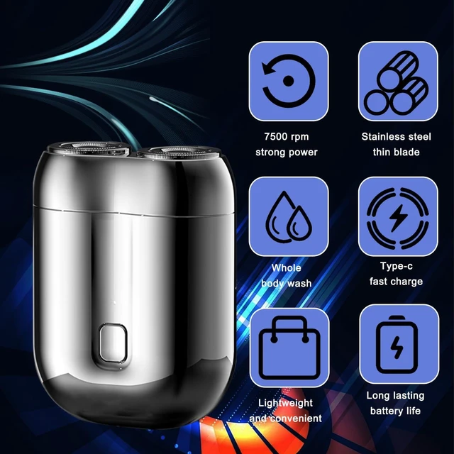 Alt view image 6 of 7 - 2026 New Model Mini Dual-Head Electric Shaver, Electric Mini Portable Razor, Pocket Size Washable Double Head Razor, Rechargeable Waterproof Compact Electric Shaver for Home, Car, Travel (Silver)