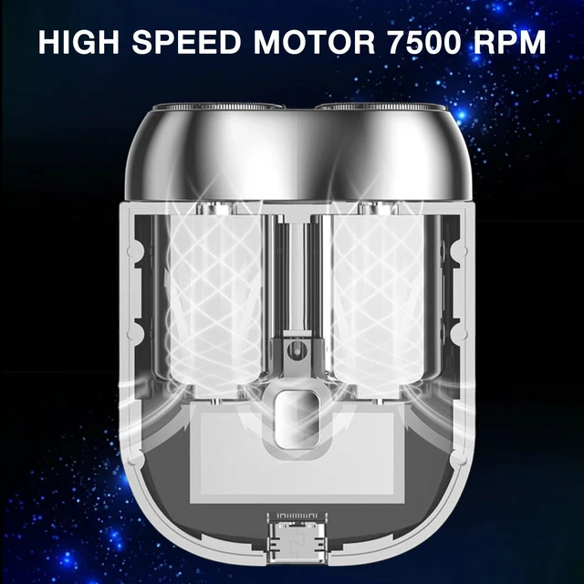Alt view image 7 of 7 - 2026 New Model Mini Dual-Head Electric Shaver, Electric Mini Portable Razor, Pocket Size Washable Double Head Razor, Rechargeable Waterproof Compact Electric Shaver for Home, Car, Travel (Silver)