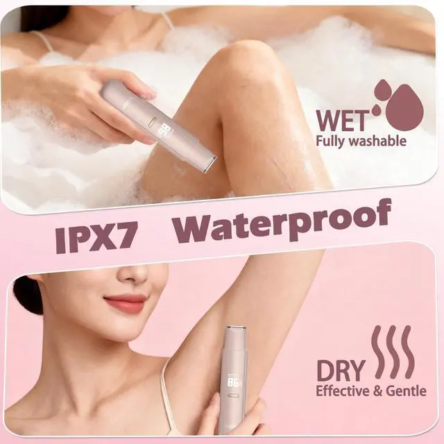 Alt view image 6 of 7 - Bikini Trimmer for Women, Painless Electric Razor for Pubic Hair, Face, Legs, Underarms, IPX7 Waterproof Shaver with Ceramic Blades, USB Rechargeable, Portable for Travel, Gifts for Women Pink