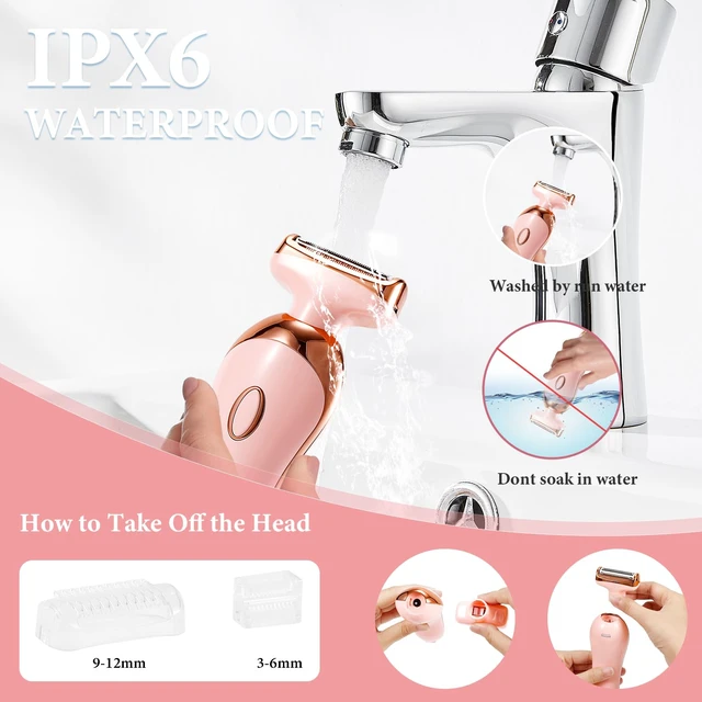Alt view image 4 of 6 - Electric Shaver for Legs Pubic Body Hair, 4 in 1 Bikini Trimmer for Women, Replaceable Lady Facial Nose Razor, IPX7 Waterproof Rechargeable Women's Grooming Kit