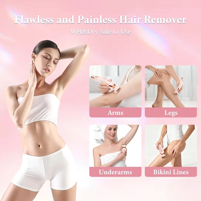 Alt view image 5 of 6 - Electric Shaver for Legs Pubic Body Hair, 4 in 1 Bikini Trimmer for Women, Replaceable Lady Facial Nose Razor, IPX7 Waterproof Rechargeable Women's Grooming Kit