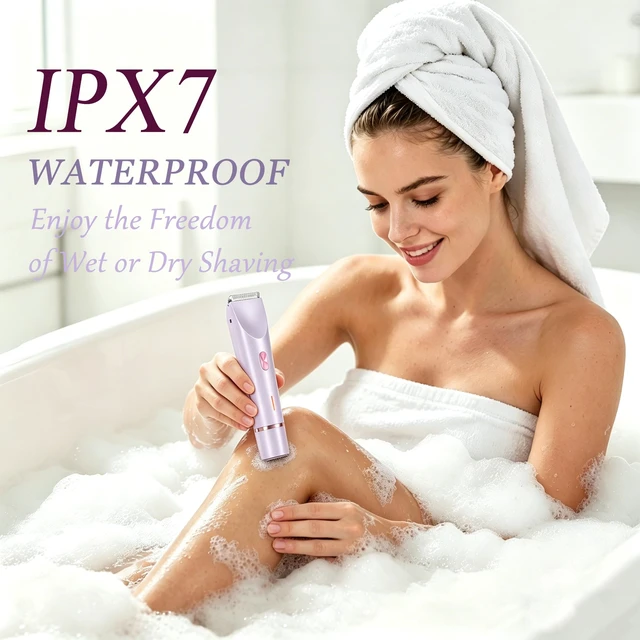 Alt view image 3 of 7 - Bikini Trimmer for Women 2-in-1 Waterproof Electric Shaver,Purple2 | Dual-head design for face & body, wet/dry use, painless shaving, and cordless build for smooth, silky results anywhere