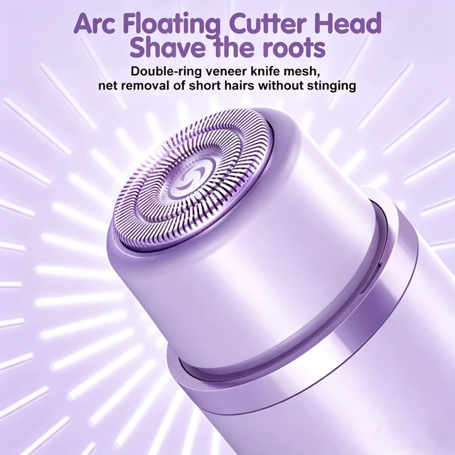Alt view image 7 of 7 - Bikini Trimmer for Women 2-in-1 Waterproof Electric Shaver,Purple2 | Dual-head design for face & body, wet/dry use, painless shaving, and cordless build for smooth, silky results anywhere