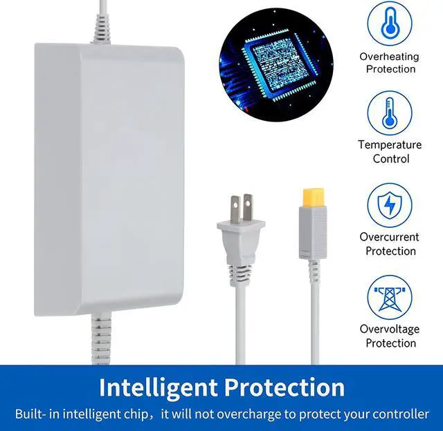 Alt view image 3 of 7 - Charger for Wii U Console, AC Adapter Power Supply Charging Cable Cord Replacement for Nintendo Wii U Console