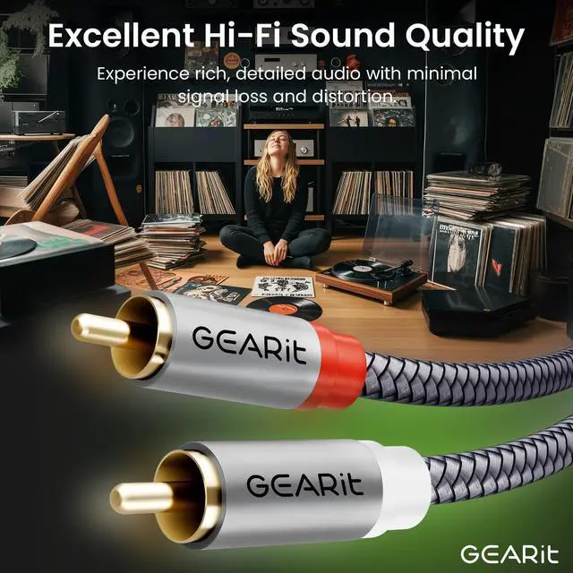 Alt view image 2 of 7 - RCA Cables Car Audio 15ft OFC, Audio Cable with Dual Shielding & Gold-Plated Connectors, RCA Cable for Subwoofer Cable, Hi-Fi System, Amplifier, Active Speakers, Gaming Consoles