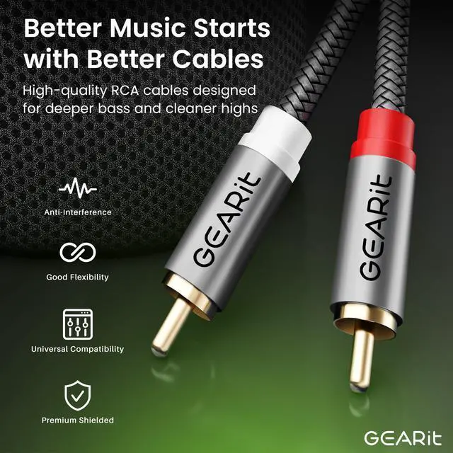 Alt view image 6 of 7 - RCA Cables Car Audio 15ft OFC, Audio Cable with Dual Shielding & Gold-Plated Connectors, RCA Cable for Subwoofer Cable, Hi-Fi System, Amplifier, Active Speakers, Gaming Consoles