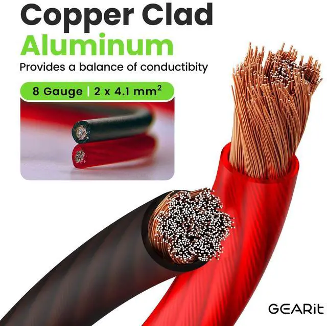 Alt view image 2 of 7 - 8 Gauge Wire, for Automotive Power/Ground, Battery Cable, Car Audio, RV, Amp, CCA, Automotive Wire, Amp Kit, Battery Cables, Wiring Kit, (25 feet Each- Black/Red)