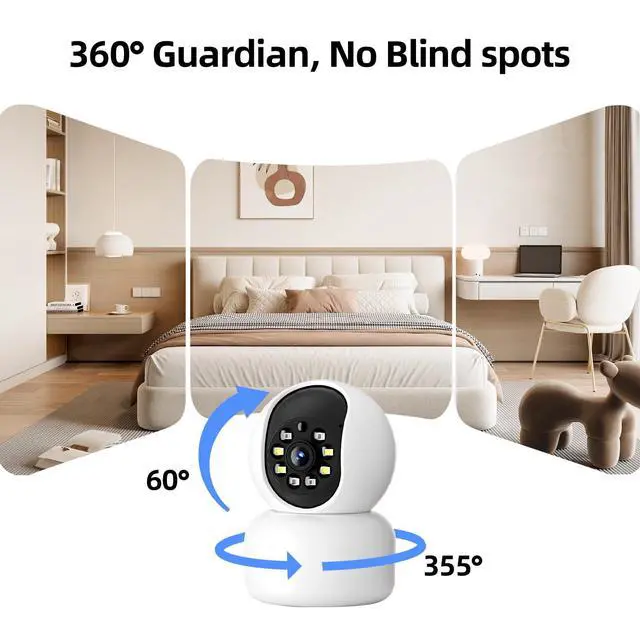 Alt view image 3 of 7 - Hawkray 360° 2K 3MP Security Camera Indoor,2.4/5GHz WiFi Smart Motion Alert with AI & 911 Connect,Color Night Vision,355° Pan 60° Tilt,Two-Way Talk