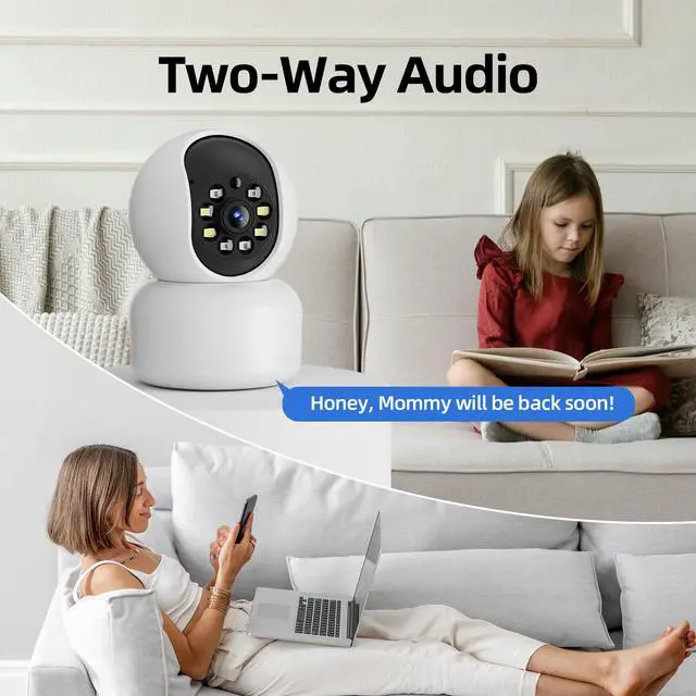 Alt view image 7 of 7 - Hawkray 360° 2K 3MP Security Camera Indoor,2.4/5GHz WiFi Smart Motion Alert with AI & 911 Connect,Color Night Vision,355° Pan 60° Tilt,Two-Way Talk