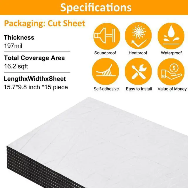 Alt view image 3 of 7 - Car Heat Sound Deadening Insulation Mat - 197 Mil 16.1 Sqft Automobile Sound Deadening & Heat Insulation Material for Auto Hood Engine Roof Door and Trunk, Aluminum Foil Finish