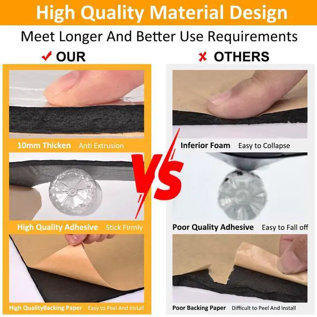 Alt view image 4 of 7 - Car Heat Sound Deadening Insulation Mat - 197 Mil 16.1 Sqft Automobile Sound Deadening & Heat Insulation Material for Auto Hood Engine Roof Door and Trunk, Aluminum Foil Finish