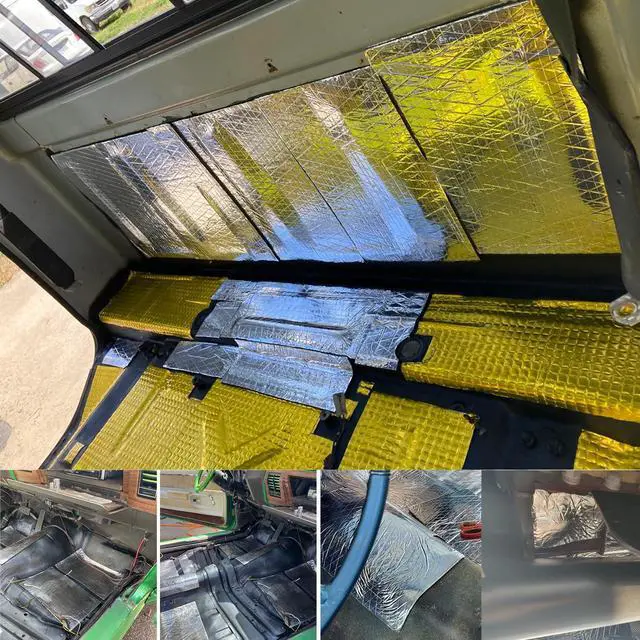 Alt view image 6 of 7 - Car Heat Sound Deadening Insulation Mat - 197 Mil 16.1 Sqft Automobile Sound Deadening & Heat Insulation Material for Auto Hood Engine Roof Door and Trunk, Aluminum Foil Finish