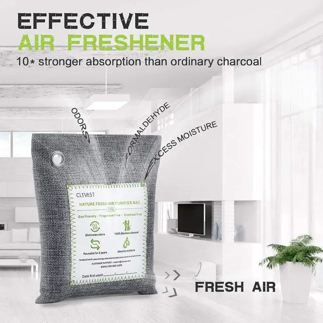 Alt view image 3 of 7 - Bamboo Charcoal Air Purifying Bags - (Large, 4×200g), Removes Odors and Moisture, Nature Fresh Air Purifier Bags, Odor Eliminator for Home, Car, Pets, Bathroom, Basement