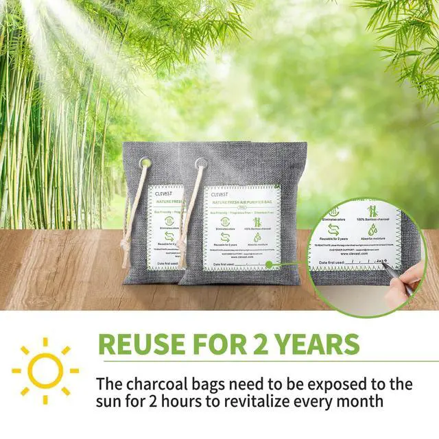 Alt view image 4 of 7 - Bamboo Charcoal Air Purifying Bags - (Large, 4×200g), Removes Odors and Moisture, Nature Fresh Air Purifier Bags, Odor Eliminator for Home, Car, Pets, Bathroom, Basement