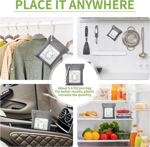 Alt view image 6 of 7 - Bamboo Charcoal Air Purifying Bags - (Large, 4×200g), Removes Odors and Moisture, Nature Fresh Air Purifier Bags, Odor Eliminator for Home, Car, Pets, Bathroom, Basement