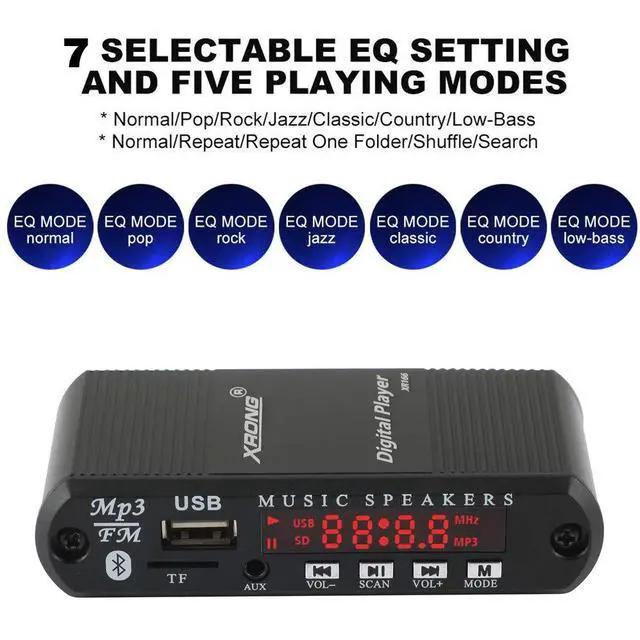 Alt view image 3 of 7 - Bluetooth Audio Receiver FM Radio,MP3 Digital Player,LED 4-Digital Display,SD Card/USB Playback 3.5mm Audio Output(Black)