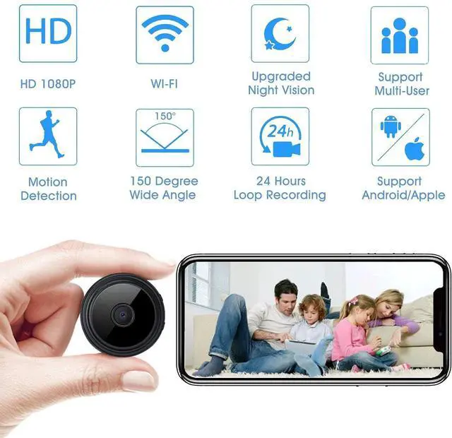 Alt view image 2 of 7 - Secret Camera Spy Camera WiFi Home Security Camera Mini Hidden Camera Video Recorder Night Vision Live Feed Playback Phone App Control Nanny Cam Pet Camera