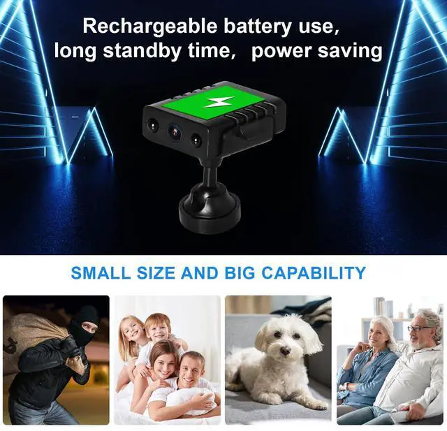 Alt view image 6 of 7 - Mini Camera, HD Night Vision Home Nanny - Smallest WiFi Wireless Spy Camera with Motion Detection, App Control, Cloud Storage and SD Storage for Pet/Infant/Car Surveillance