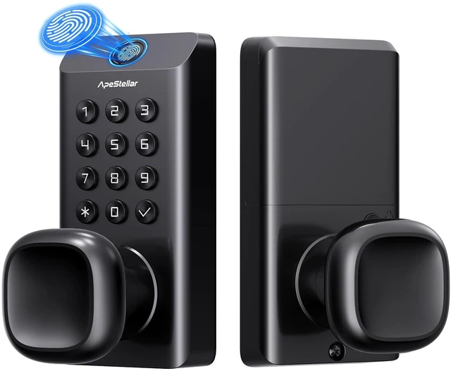 Main image of Fingerprint Keyless Entry Door Knob Lock, Keypad Door Lock with Handle | Fingerprint / Code Unlock, High Durability, Voice Prompt for Easy Use, Auto Lock, Passage Mode, Code Door Knob