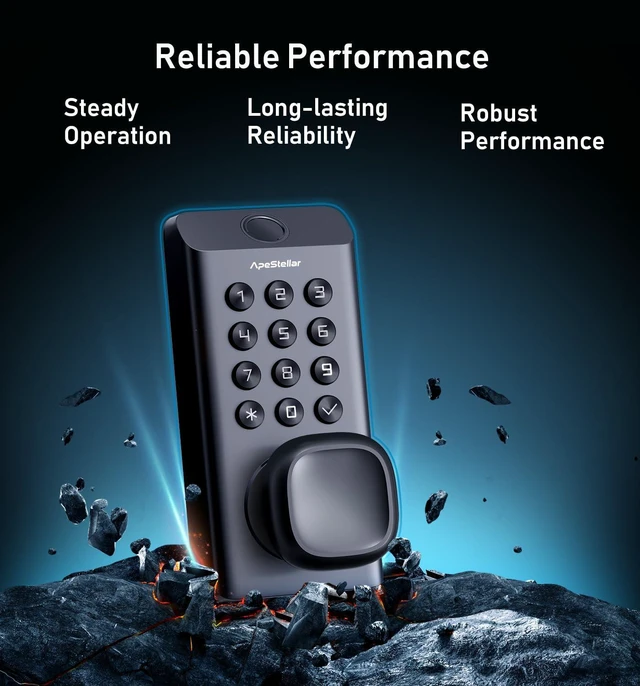 Alt view image 2 of 7 - Fingerprint Keyless Entry Door Knob Lock, Keypad Door Lock with Handle | Fingerprint / Code Unlock, High Durability, Voice Prompt for Easy Use, Auto Lock, Passage Mode, Code Door Knob