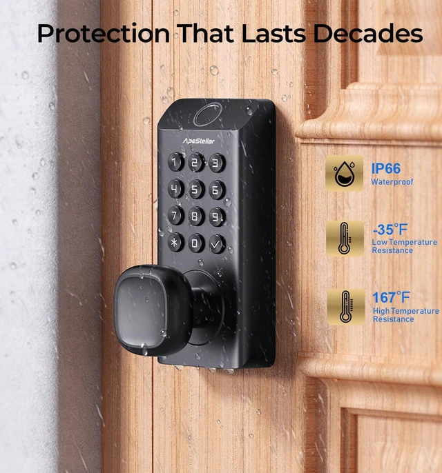 Alt view image 4 of 7 - Fingerprint Keyless Entry Door Knob Lock, Keypad Door Lock with Handle | Fingerprint / Code Unlock, High Durability, Voice Prompt for Easy Use, Auto Lock, Passage Mode, Code Door Knob