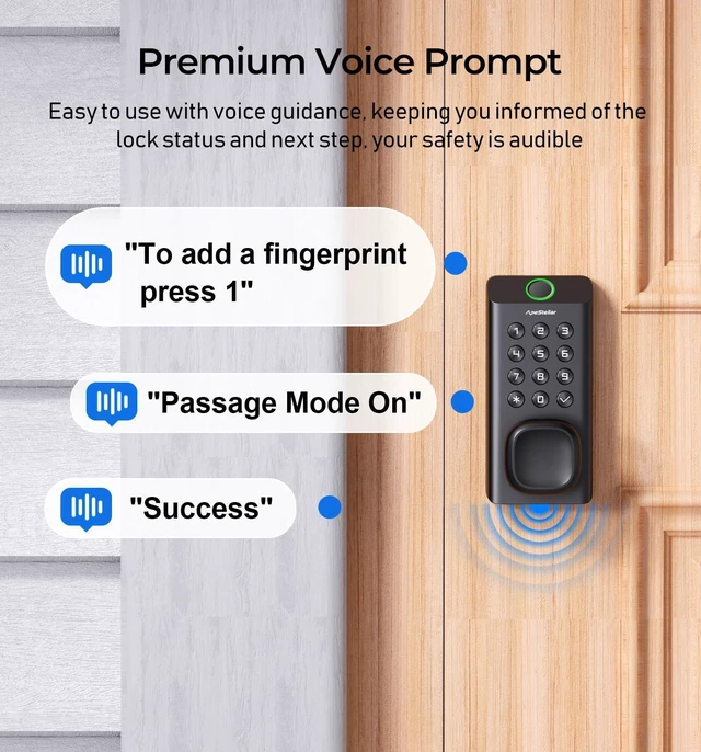Alt view image 5 of 7 - Fingerprint Keyless Entry Door Knob Lock, Keypad Door Lock with Handle | Fingerprint / Code Unlock, High Durability, Voice Prompt for Easy Use, Auto Lock, Passage Mode, Code Door Knob