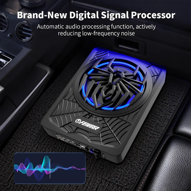 Alt view image 4 of 7 - NEW 1200W Slim Underseat Subwoofer and Amp Package,APP Controls Light Under Seat Subwoofers with Amp Package for Car/Truck/SUV Audio System,Individual Control for Low Pass/Gain/Boost Bass