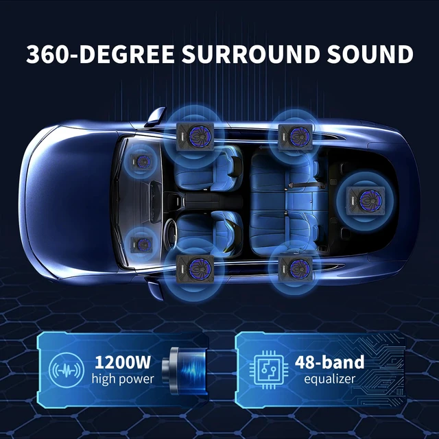 Alt view image 6 of 7 - NEW 1200W Slim Underseat Subwoofer and Amp Package,APP Controls Light Under Seat Subwoofers with Amp Package for Car/Truck/SUV Audio System,Individual Control for Low Pass/Gain/Boost Bass