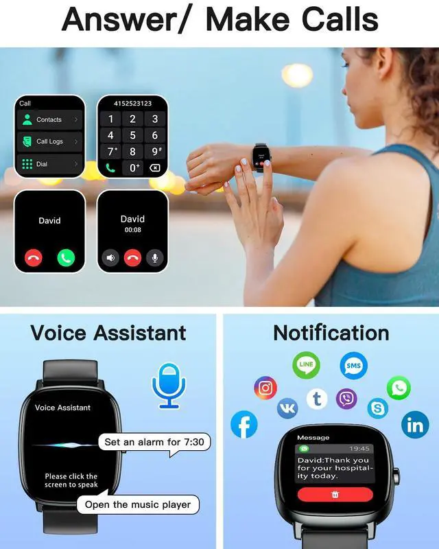Alt view image 3 of 7 - Smart Watches for Men Women with GPS Built-in, Answer/Make Calls, 1.95" Smartwatch for iPhone/Android Phones, Fitness Watch with Heart Rate/Sleep Monitor 100+ Sports Modes IP68 Waterproof (Black)