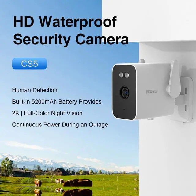 Alt view image 2 of 7 - EVERSECU 2K Outdoor UPS WiFi Bullet Camera Bulit-in 5000mA Batteries for Power Outage, Human Detection, Compatible with Alexa, SD Card&Cloud Storage, Support ONVIF&RTSP Stream (4pacK)