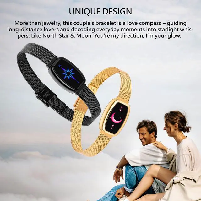 Alt view image 4 of 5 - Long Distance Touch Bracelets for Couples, Vibration & Light up | Long Distance Couples Bracelets Relationship Gifts for Girlfriend Bluetooth Pairing Jewelry Xmas Gifts