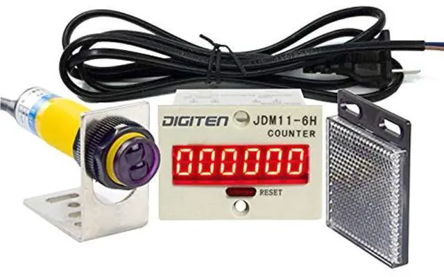Main image of 0-999999 Digital LED Counter +PhotoElectric Switch Sensor +Reflector Automatic Conveyor Belting 100-240VAC 6 Digits Mini Customer Traffic Counter Electronic Totalizer