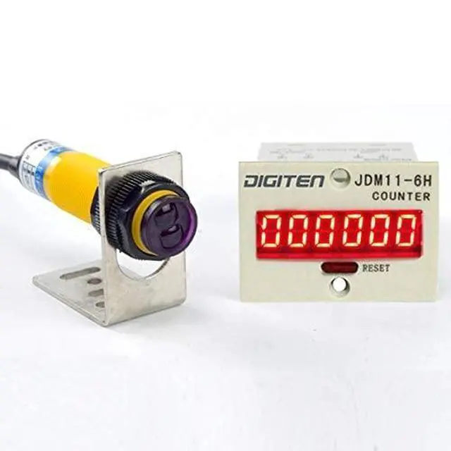Alt view image 3 of 6 - 0-999999 Digital LED Counter +PhotoElectric Switch Sensor +Reflector Automatic Conveyor Belting 100-240VAC 6 Digits Mini Customer Traffic Counter Electronic Totalizer