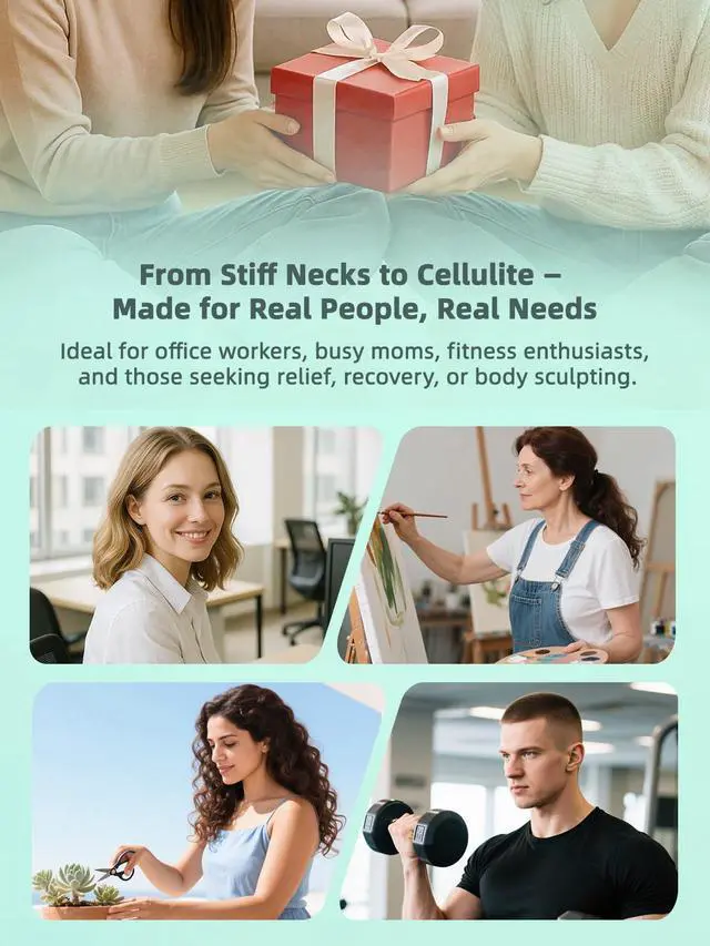 Alt view image 6 of 6 - Electric Cupping Kit for Massage Therapy with Heat Cellulite Massage Tool, Lymphatic Drainage Massager, Pain Relief for Back, Neck & Shoulders Moving & Static Cupping Set for Body Sculpting