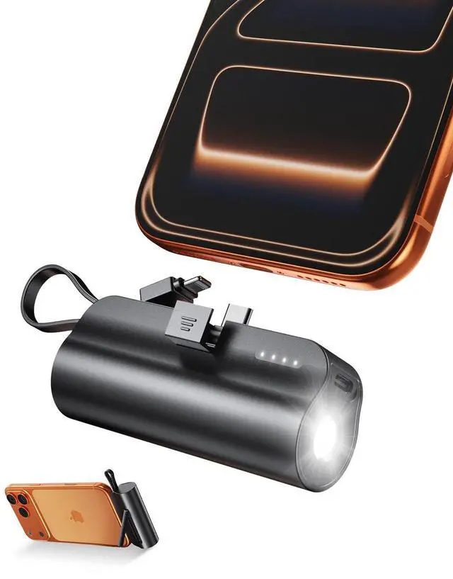 5000mAh Mini Portable Charger with Built-in Type C Connector