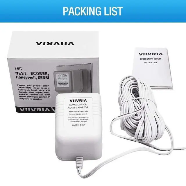 Alt view image 7 of 7 - AC 24 Volt Transformer, C Wire Adapter, Compatible with All Versions of Ring Doorbell and Thermostat for Ecobee,Sensi and Honeywell, 315" Long Cable