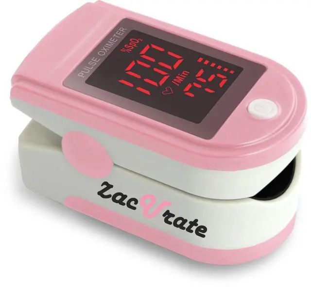 Main image of Pro Series 500DL Fingertip Pulse Oximeter Blood Oxygen Saturation Monitor with Silicone Cover, Batteries and Lanyard (Blushing Pink)