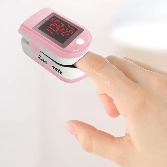 Alt view image 3 of 7 - Pro Series 500DL Fingertip Pulse Oximeter Blood Oxygen Saturation Monitor with Silicone Cover, Batteries and Lanyard (Blushing Pink)