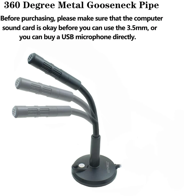 Alt view image 2 of 5 - 3.5mm Male Microphone, Plug and Play Desktop Laptop gooseneck Microphone, Suitable for Games, Meetings, Recording, podcasts, Games, and Online Chat