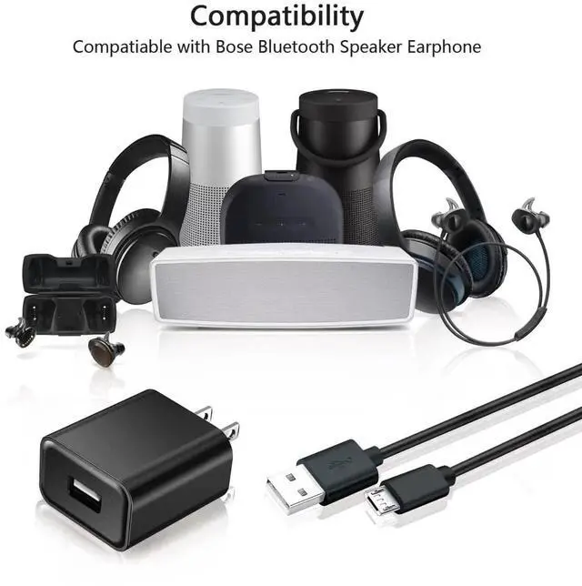 Alt view image 3 of 6 - Replacement Bose SoundLink Color Bluetooth Speakers I II III 3 Micro USB Wall Charger Charging Cord for Bose SoundLink Mini 2 II, SoundLink Micro, Revolve Plus QC20 QC35 SoundSport Free Headphones